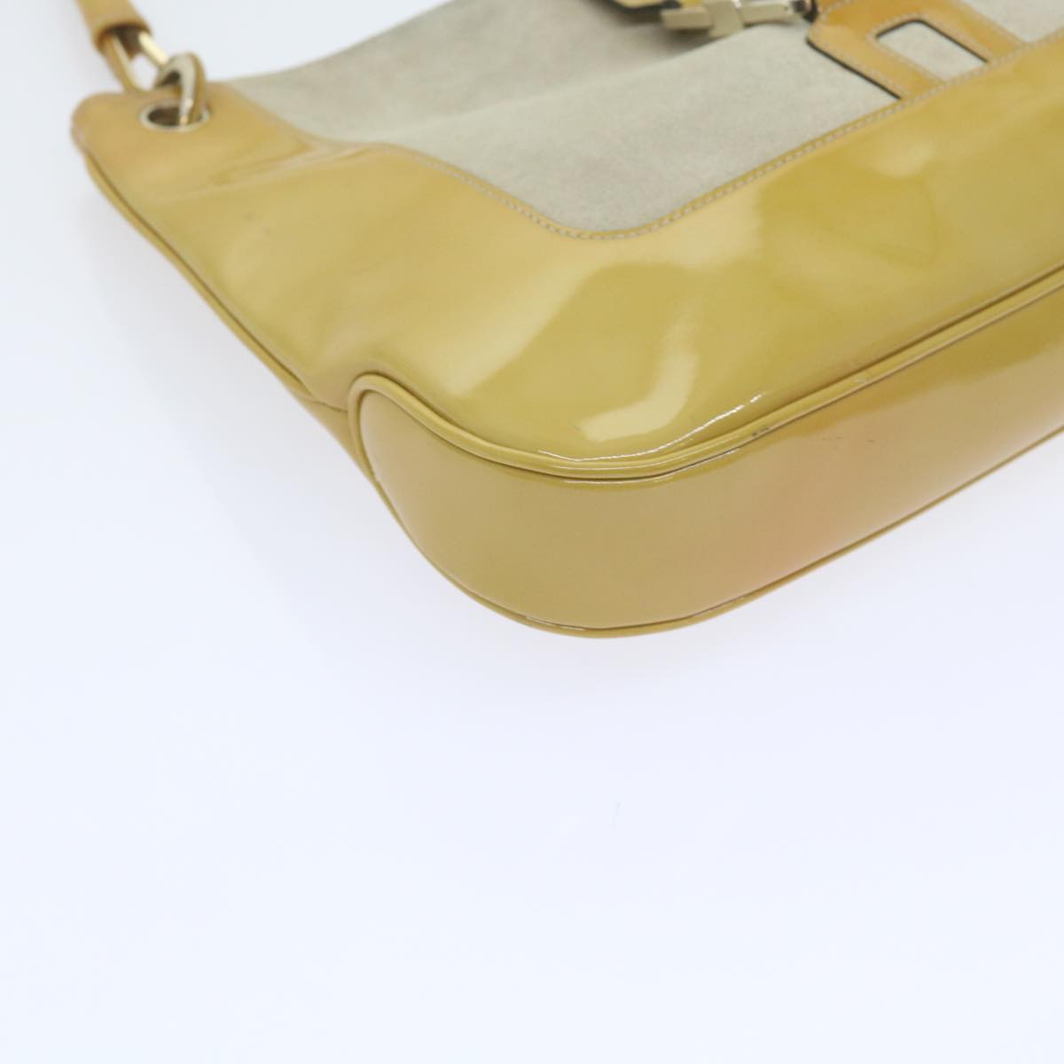 GUCCI Jackie Shoulder Bag Patent leather Suede Yellow 001 4149 yk9517