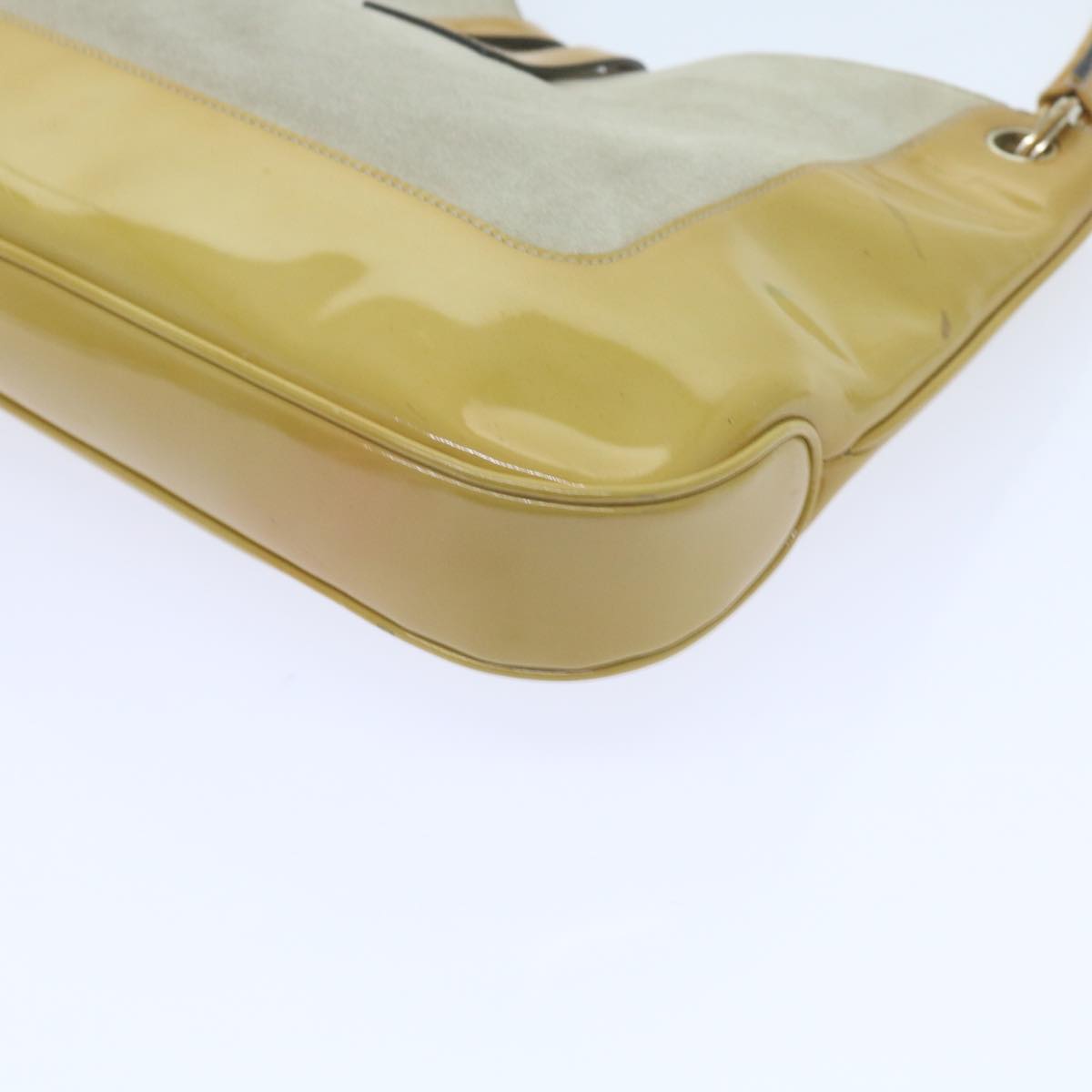 GUCCI Jackie Shoulder Bag Patent leather Suede Yellow 001 4149 yk9517