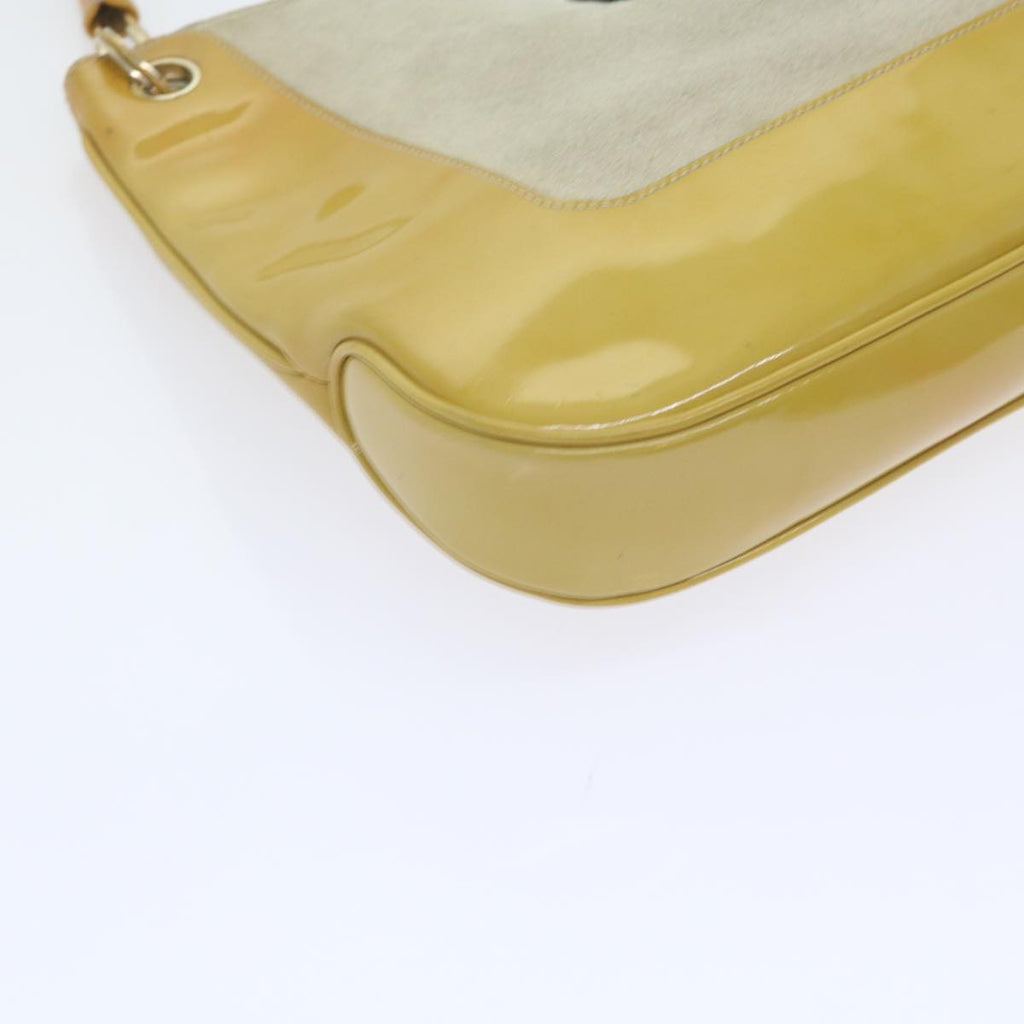 GUCCI Jackie Shoulder Bag Patent leather Suede Yellow 001 4149 yk9517