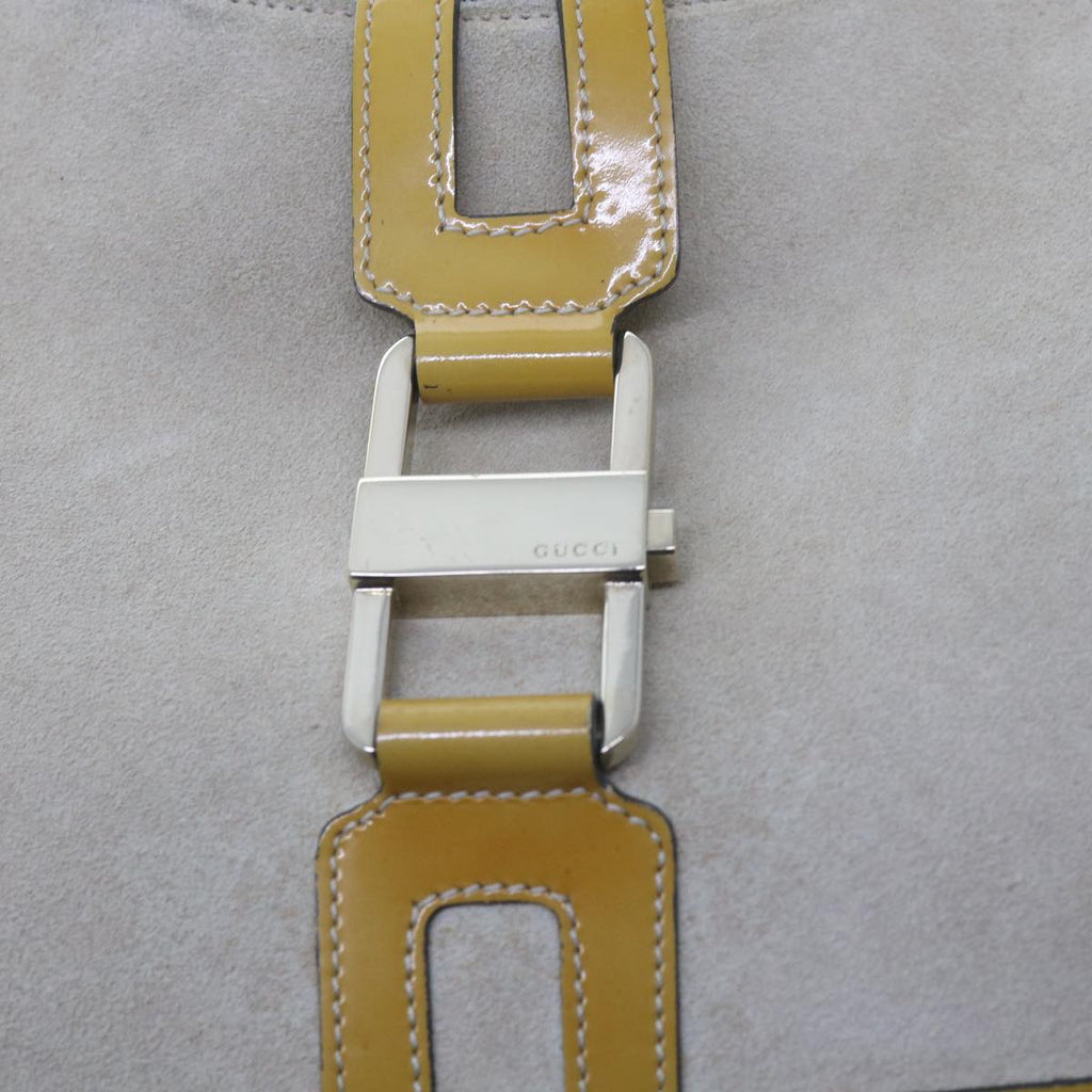 GUCCI Jackie Shoulder Bag Patent leather Suede Yellow 001 4149 yk9517