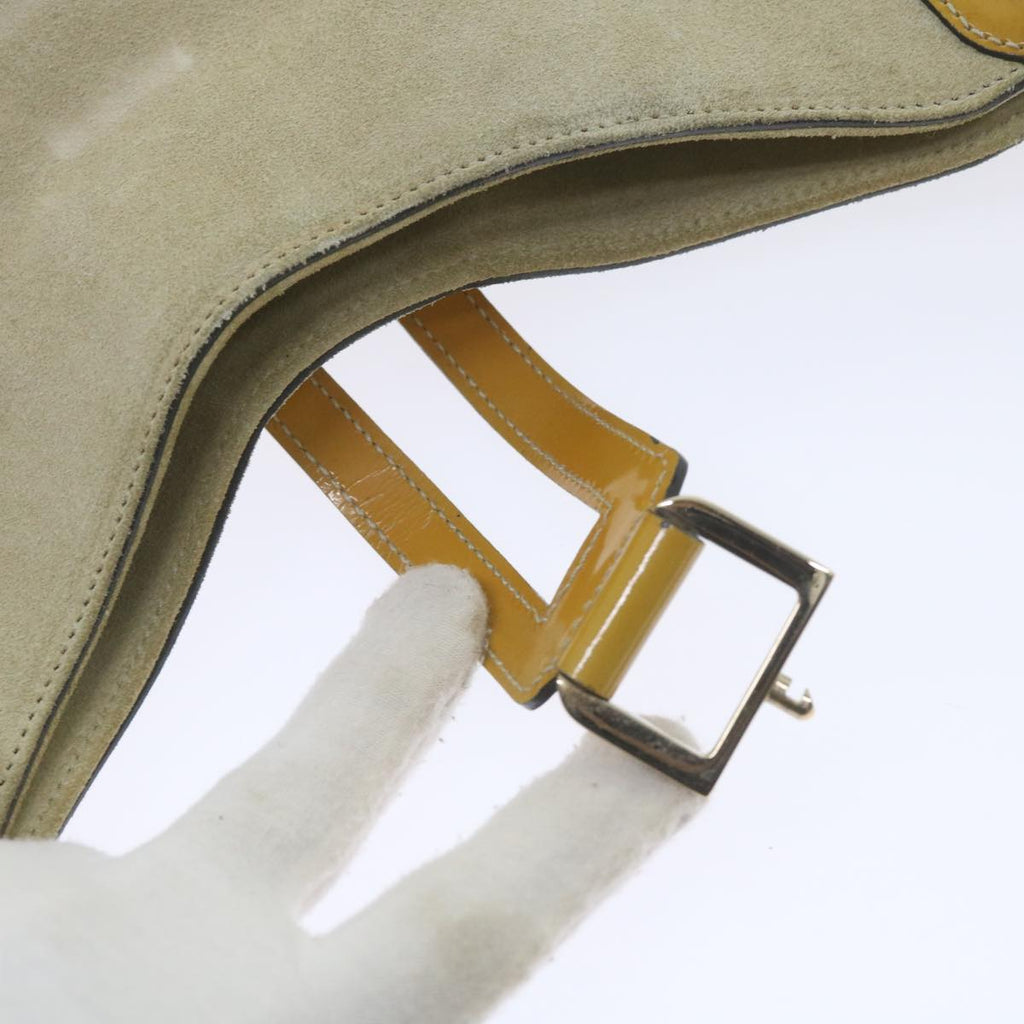 GUCCI Jackie Shoulder Bag Patent leather Suede Yellow 001 4149 yk9517