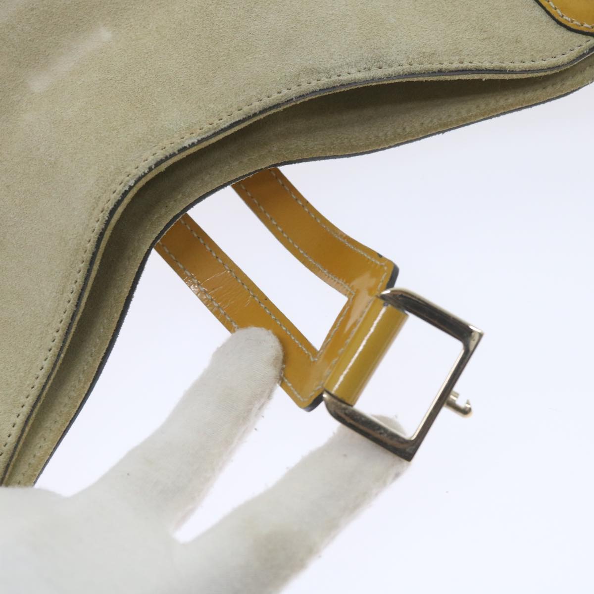 GUCCI Jackie Shoulder Bag Patent leather Suede Yellow 001 4149 yk9517