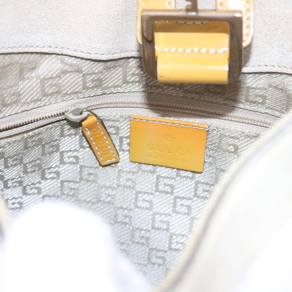 GUCCI Jackie Shoulder Bag Patent leather Suede Yellow 001 4149 yk9517