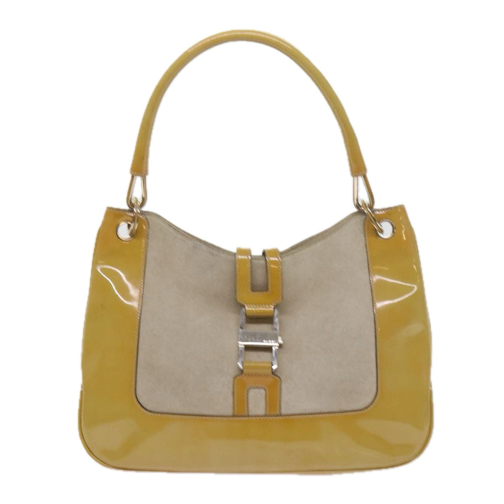 GUCCI Jackie Shoulder Bag Patent leather Suede Yellow 001 4149 yk9517