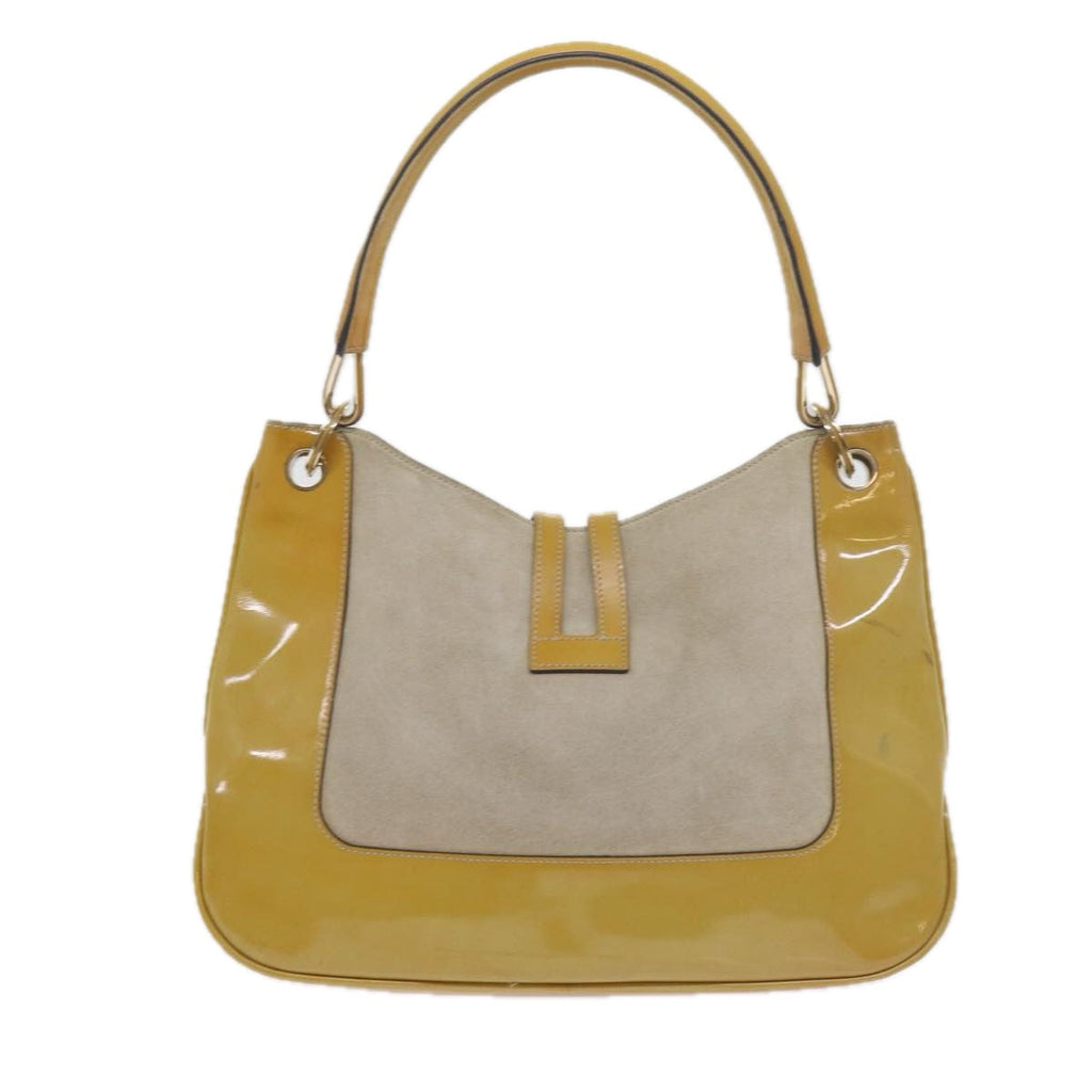 GUCCI Jackie Shoulder Bag Patent leather Suede Yellow 001 4149 yk9517