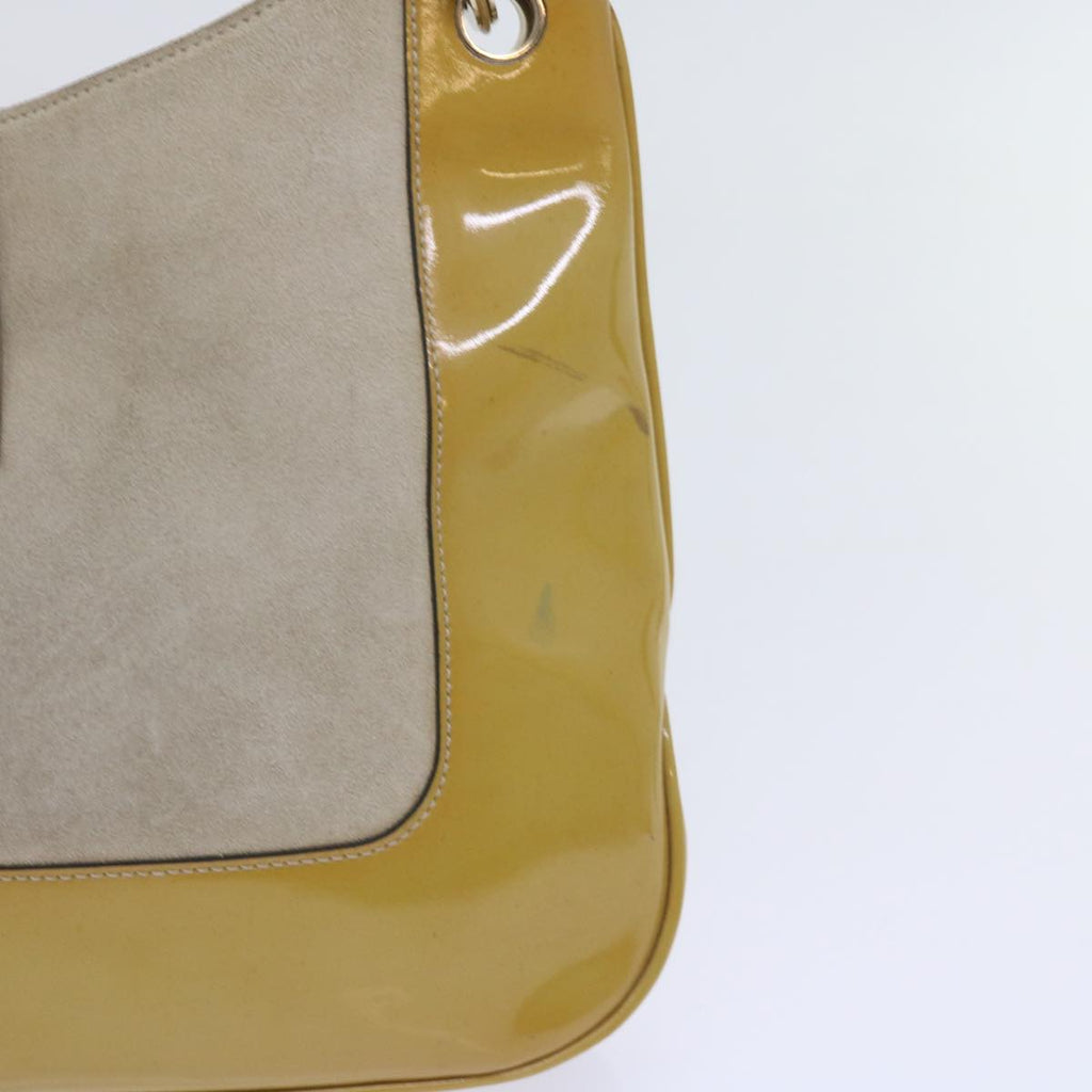 GUCCI Jackie Shoulder Bag Patent leather Suede Yellow 001 4149 yk9517