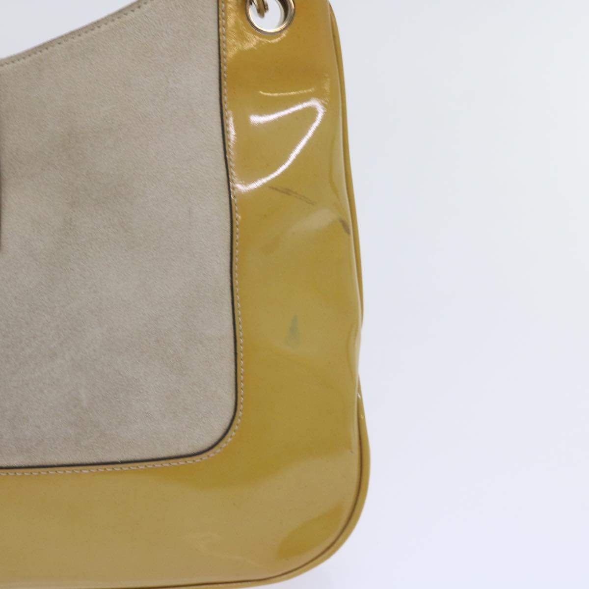 GUCCI Jackie Shoulder Bag Patent leather Suede Yellow 001 4149 yk9517
