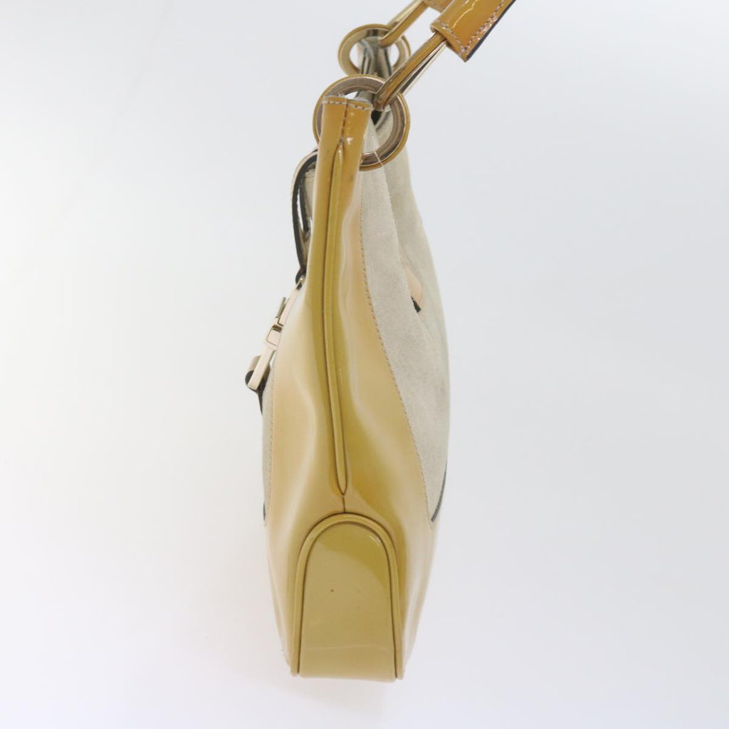 GUCCI Jackie Shoulder Bag Patent leather Suede Yellow 001 4149 yk9517