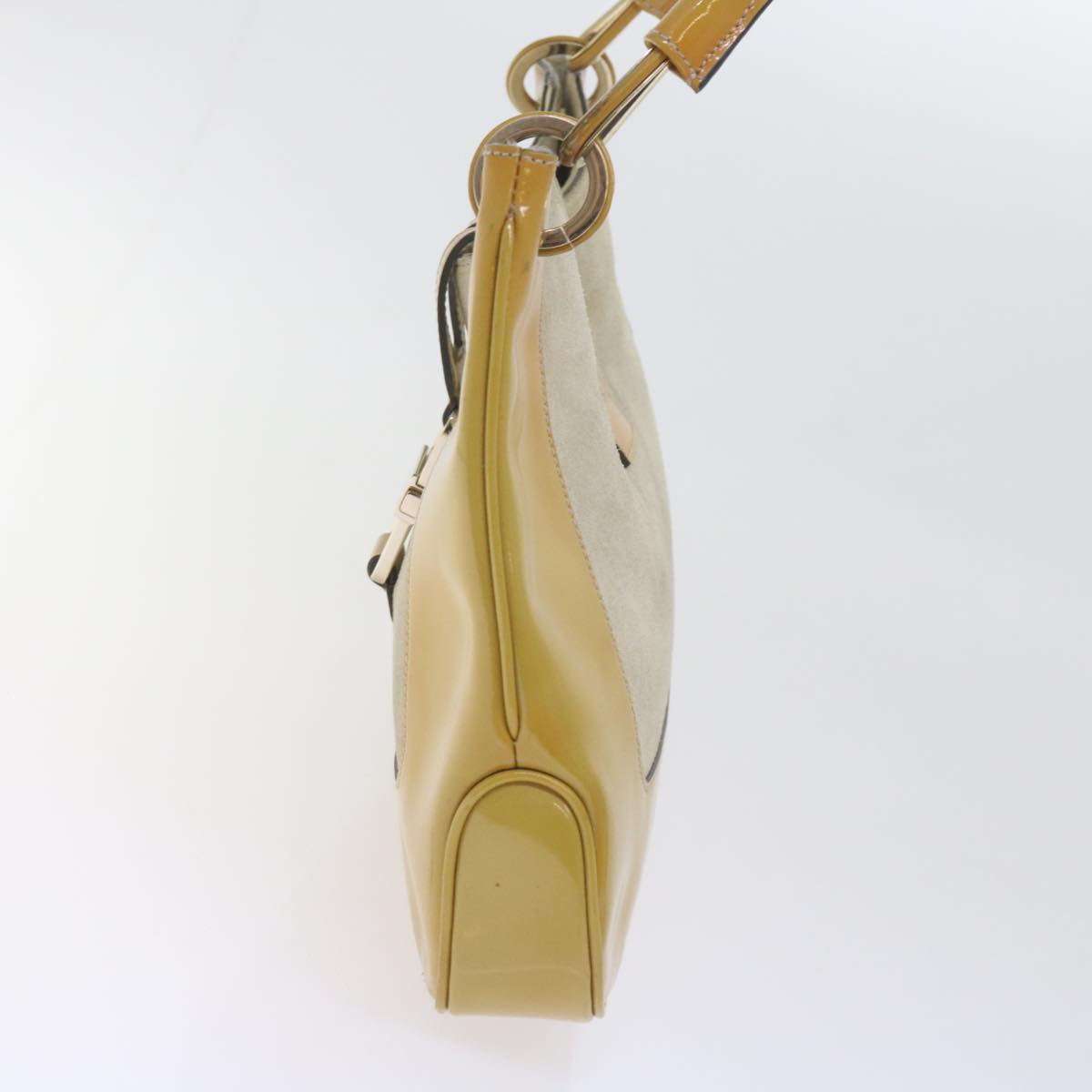 GUCCI Jackie Shoulder Bag Patent leather Suede Yellow 001 4149 yk9517