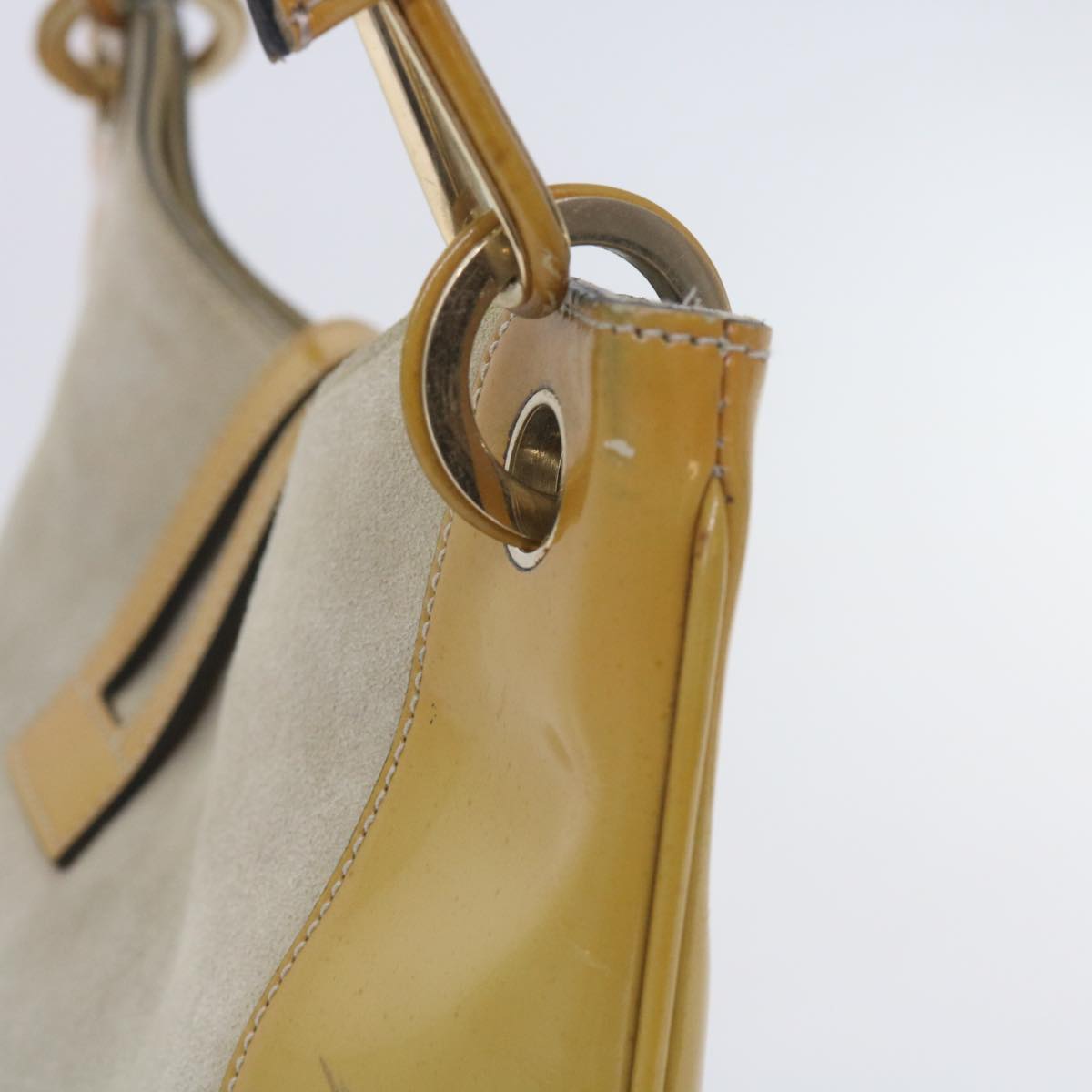 GUCCI Jackie Shoulder Bag Patent leather Suede Yellow 001 4149 yk9517