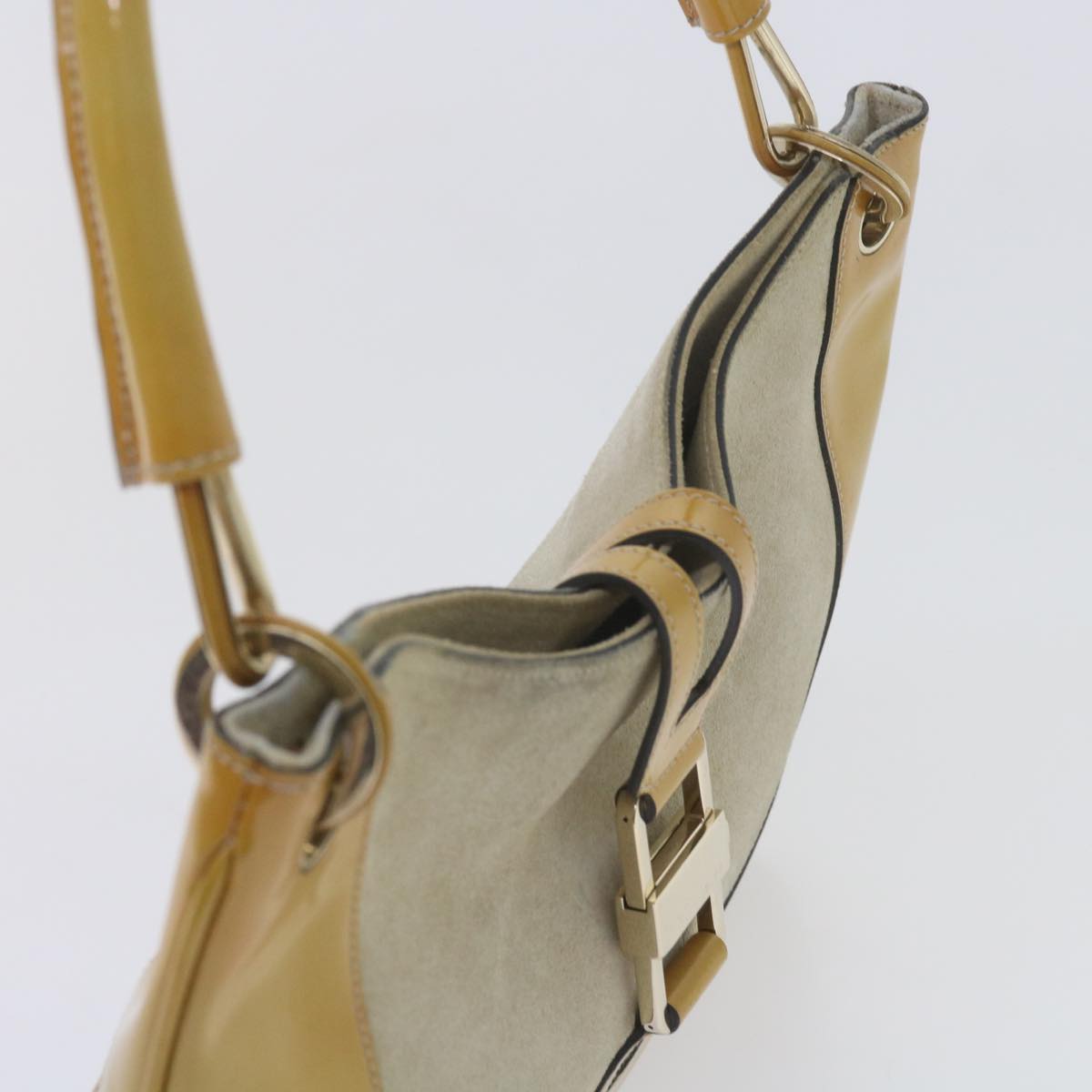 GUCCI Jackie Shoulder Bag Patent leather Suede Yellow 001 4149 yk9517
