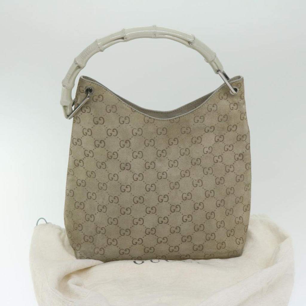 GUCCI GG Canvas Bamboo Shoulder Bag Gray 001 2058 3007 yk9522