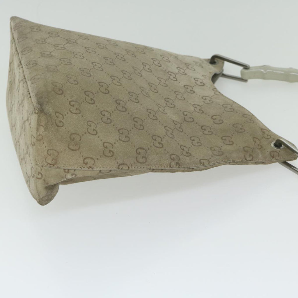 GUCCI GG Canvas Bamboo Shoulder Bag Gray 001 2058 3007 yk9522