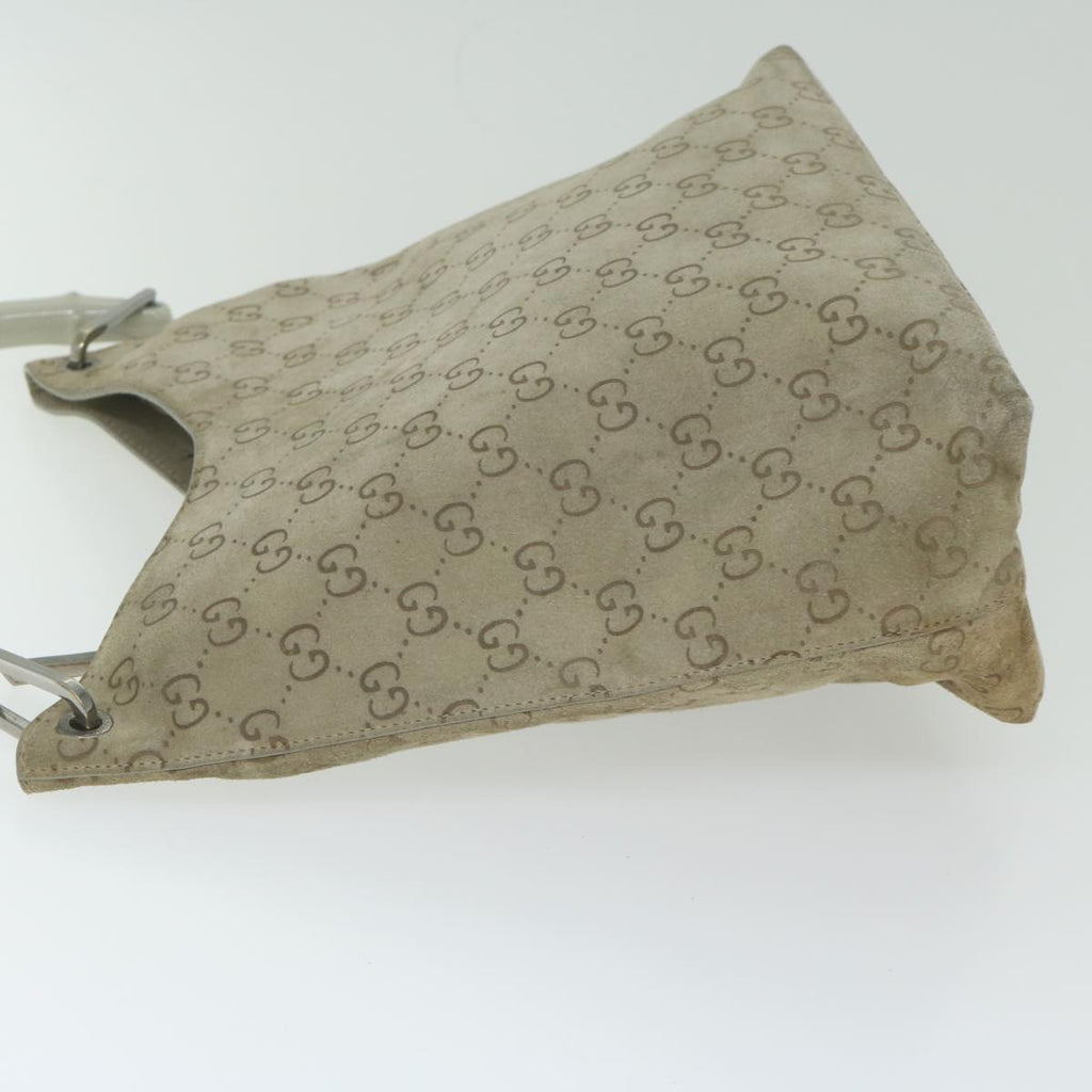 GUCCI GG Canvas Bamboo Shoulder Bag Gray 001 2058 3007 yk9522