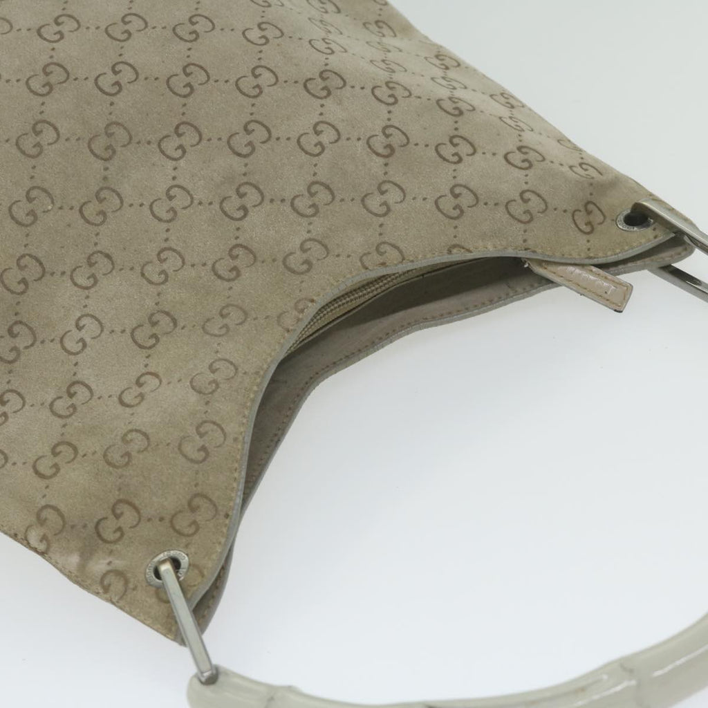 GUCCI GG Canvas Bamboo Shoulder Bag Gray 001 2058 3007 yk9522