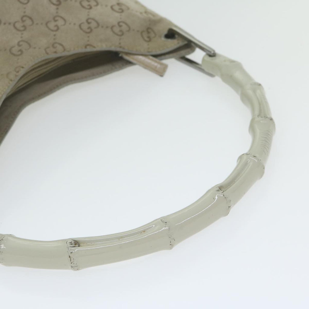 GUCCI GG Canvas Bamboo Shoulder Bag Gray 001 2058 3007 yk9522
