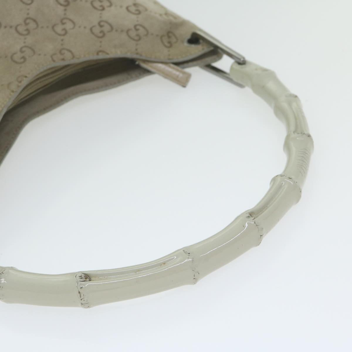 GUCCI GG Canvas Bamboo Shoulder Bag Gray 001 2058 3007 yk9522