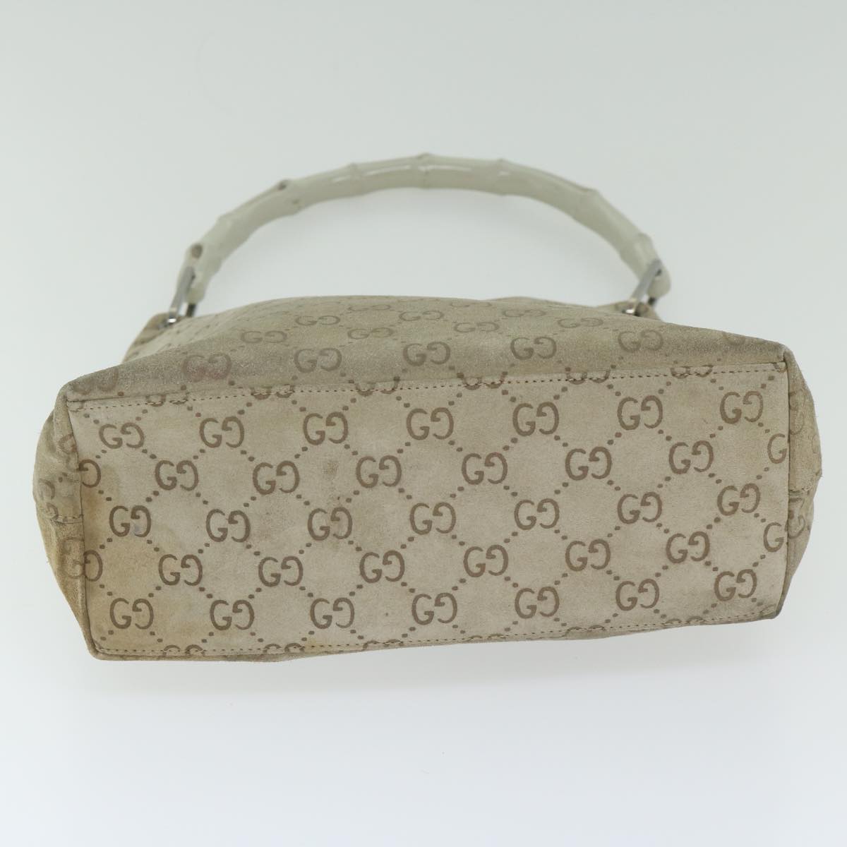GUCCI GG Canvas Bamboo Shoulder Bag Gray 001 2058 3007 yk9522