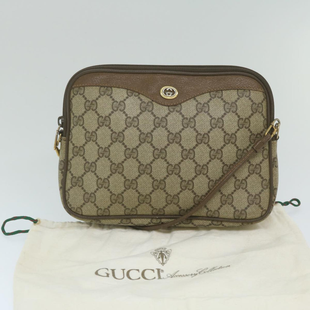 GUCCI GG Supreme Shoulder Bag PVC Leather Beige 56 02 068 yk9527