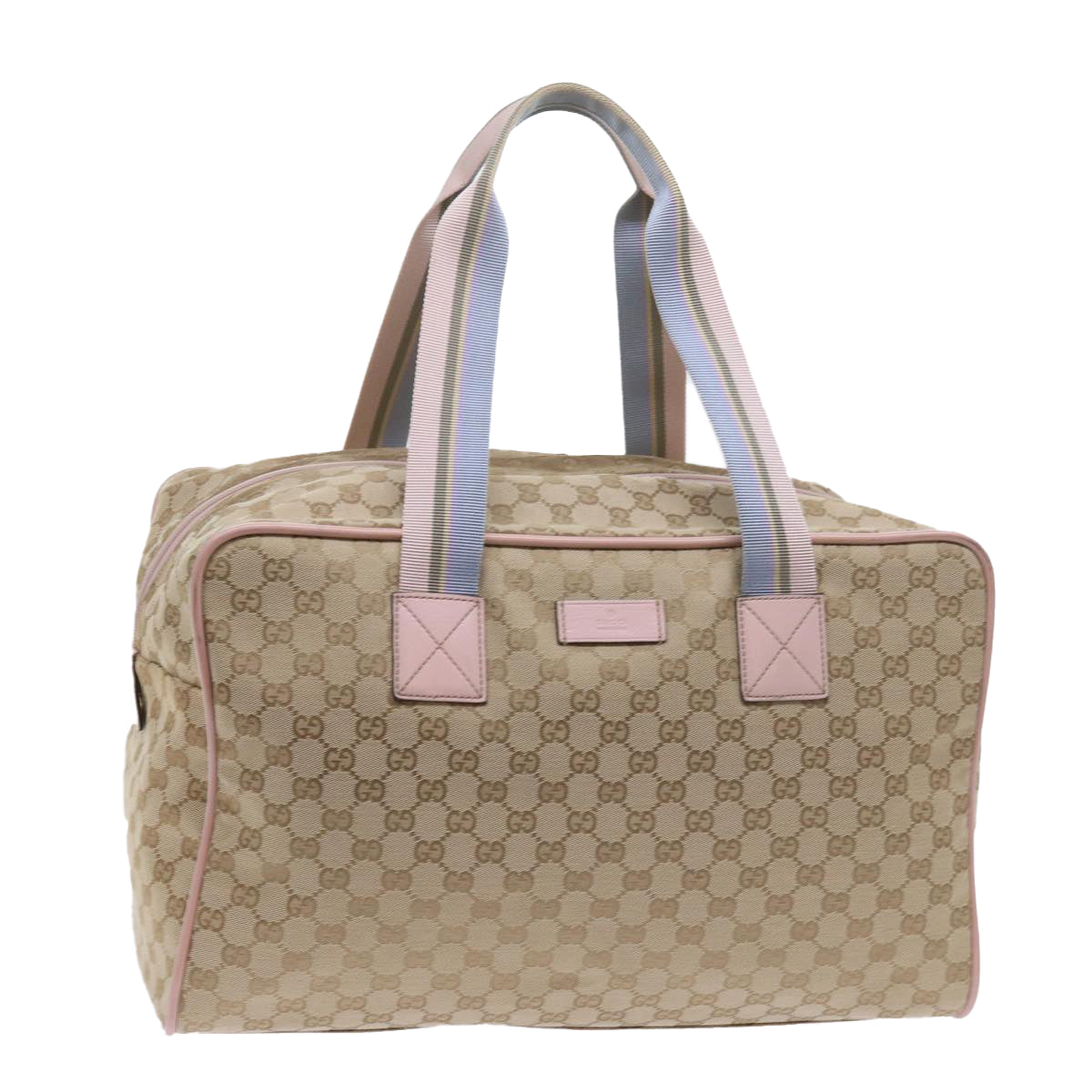 GUCCI GG Canvas Sherry Line Boston Bag Beige Light Blue Pink 153240 yk9531
