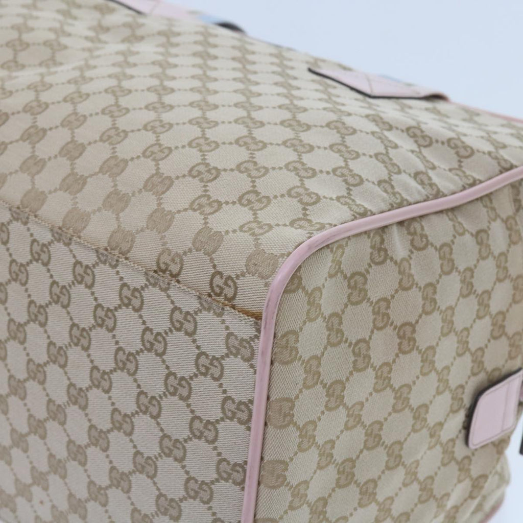 GUCCI GG Canvas Sherry Line Boston Bag Beige Light Blue Pink 153240 yk9531