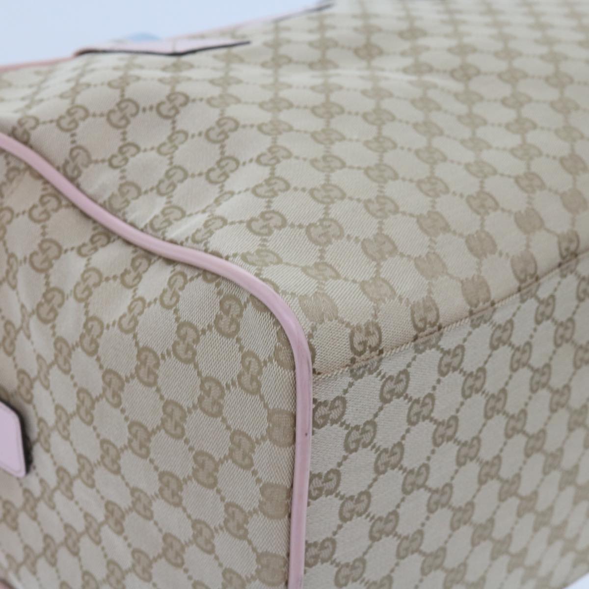 GUCCI GG Canvas Sherry Line Boston Bag Beige Light Blue Pink 153240 yk9531