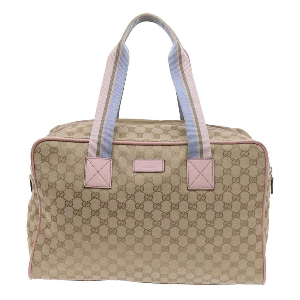 GUCCI GG Canvas Sherry Line Boston Bag Beige Light Blue Pink 153240 yk9531