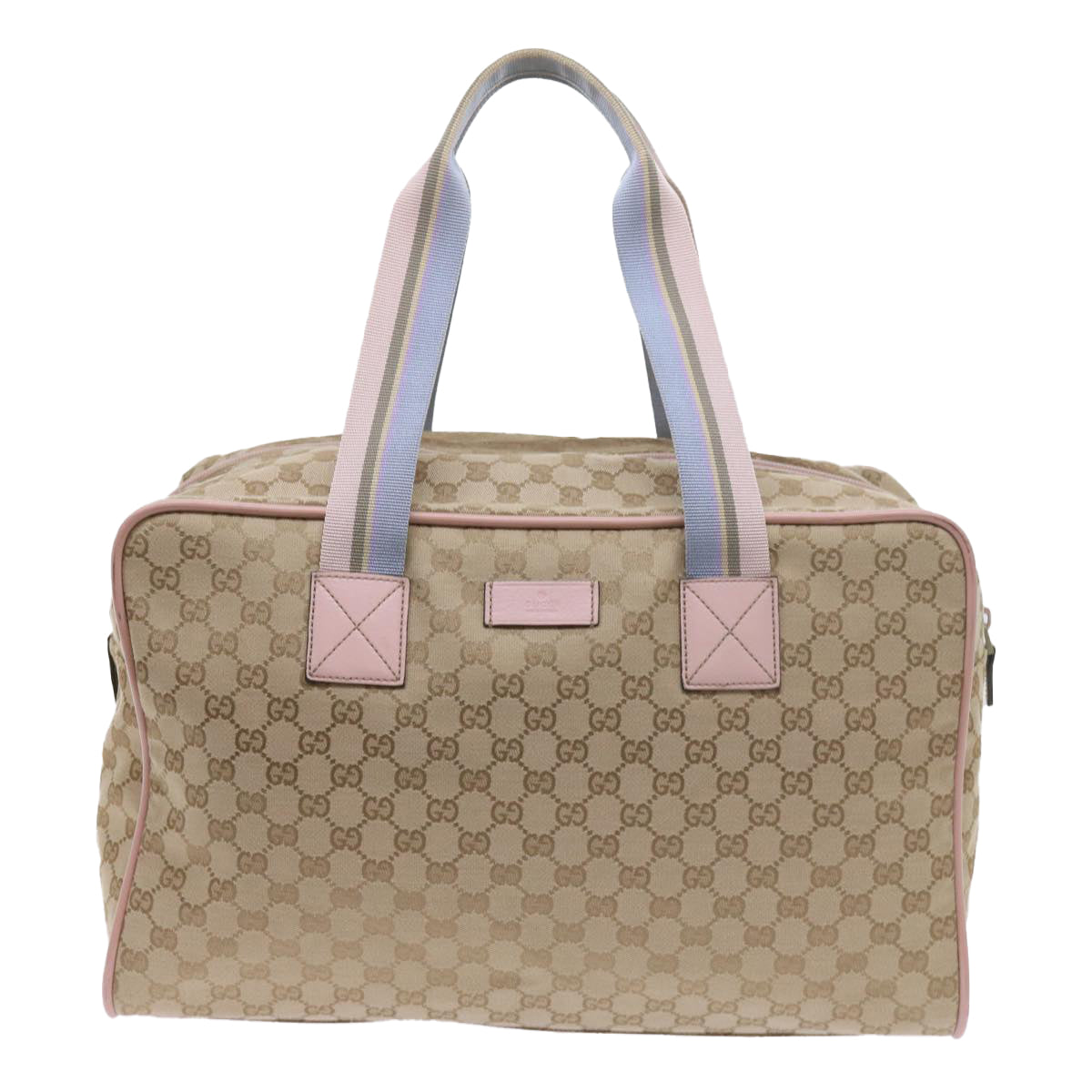 GUCCI GG Canvas Sherry Line Boston Bag Beige Light Blue Pink 153240 yk9531
