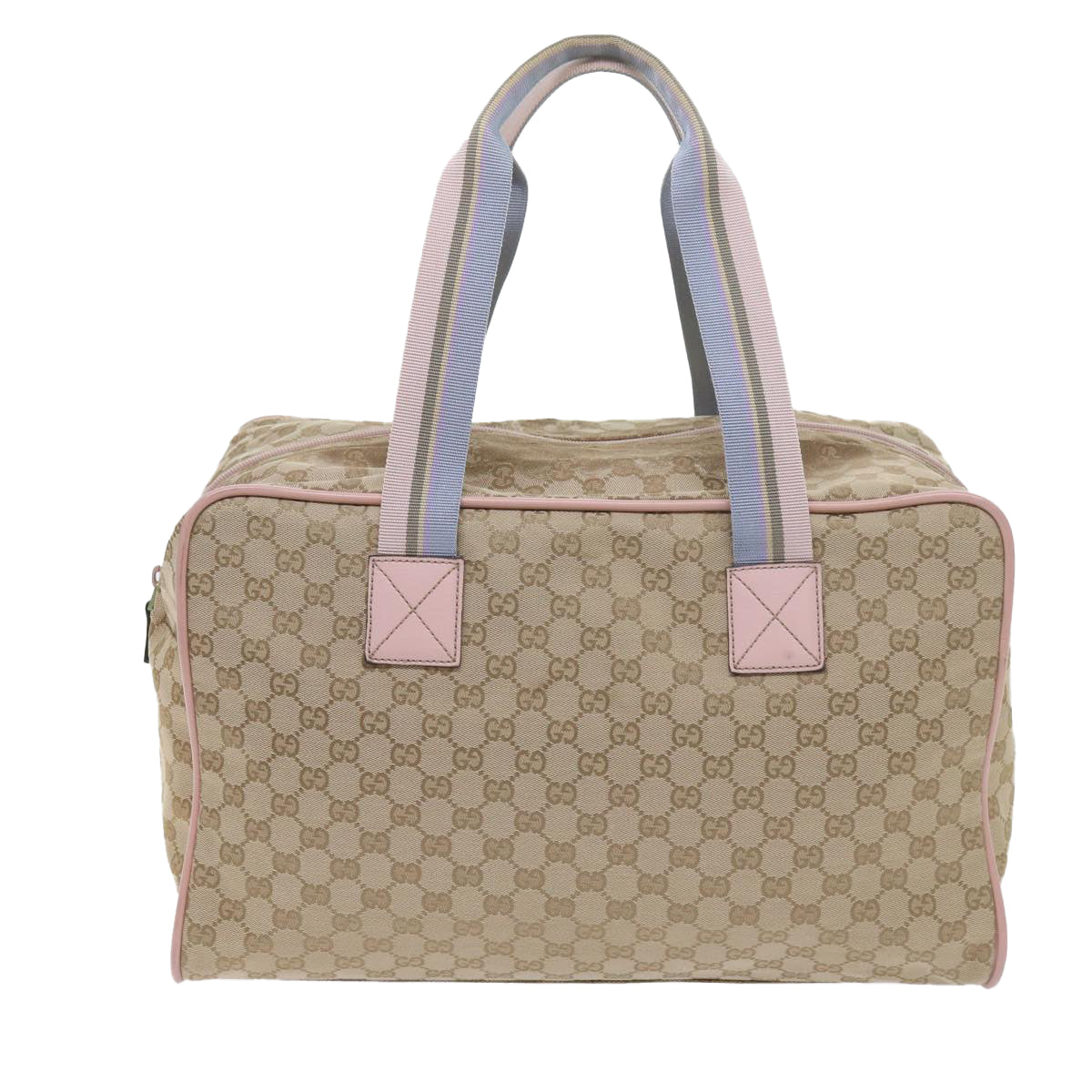 GUCCI GG Canvas Sherry Line Boston Bag Beige Light Blue Pink 153240 yk9531