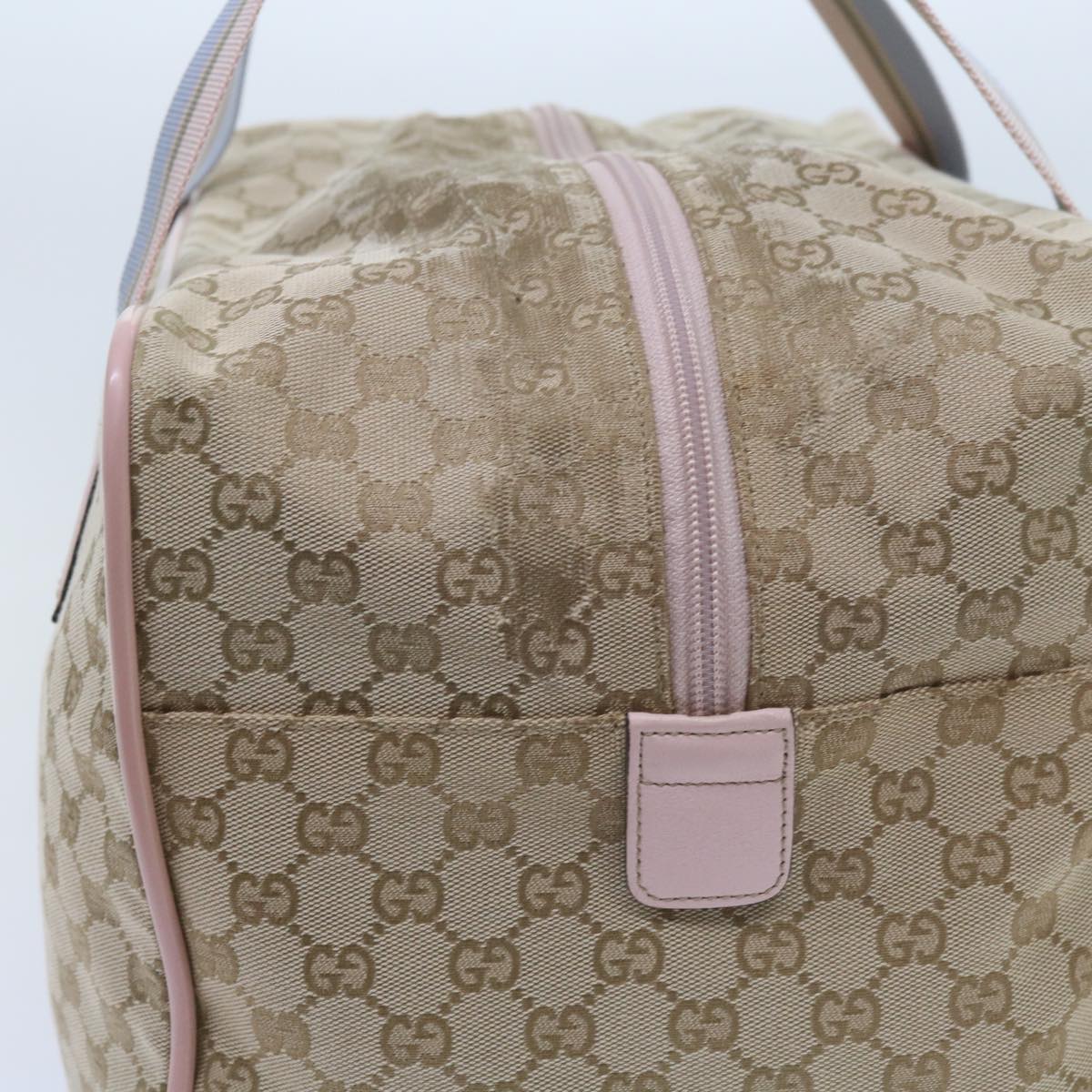GUCCI GG Canvas Sherry Line Boston Bag Beige Light Blue Pink 153240 yk9531