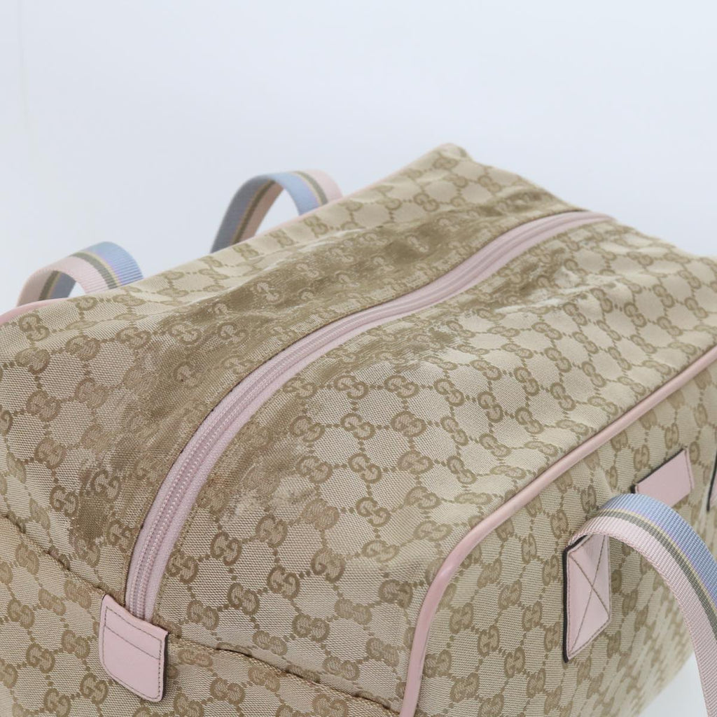 GUCCI GG Canvas Sherry Line Boston Bag Beige Light Blue Pink 153240 yk9531