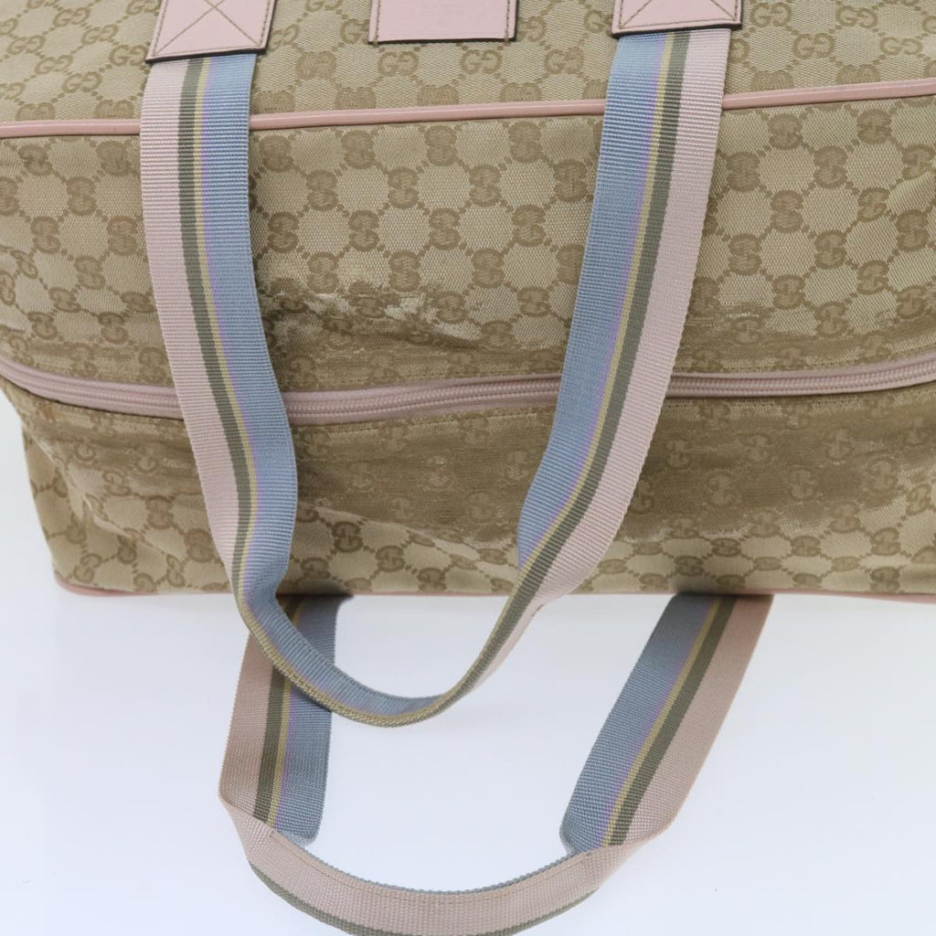 GUCCI GG Canvas Sherry Line Boston Bag Beige Light Blue Pink 153240 yk9531