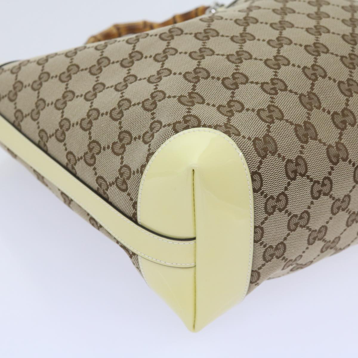 GUCCI GG Canvas Bamboo Hand Bag Beige 311175 yk9538