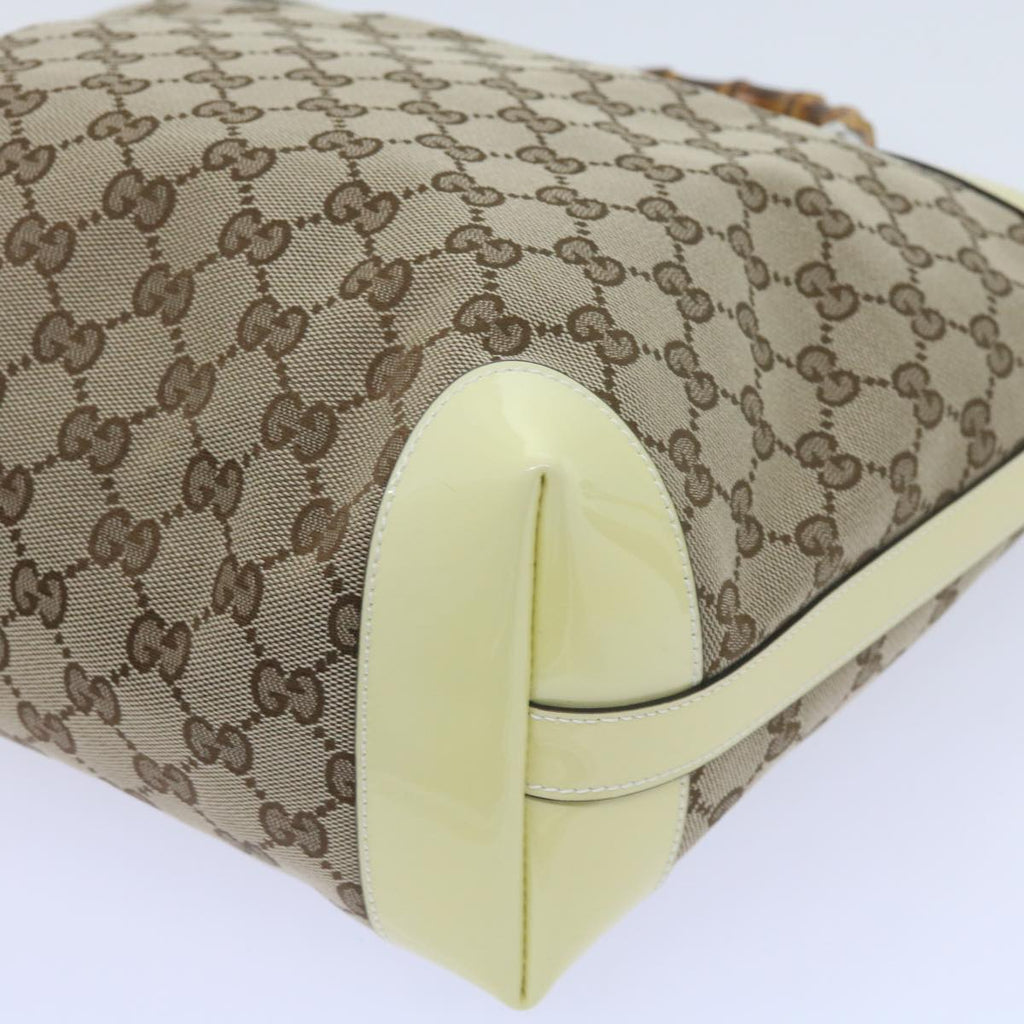 GUCCI GG Canvas Bamboo Hand Bag Beige 311175 yk9538