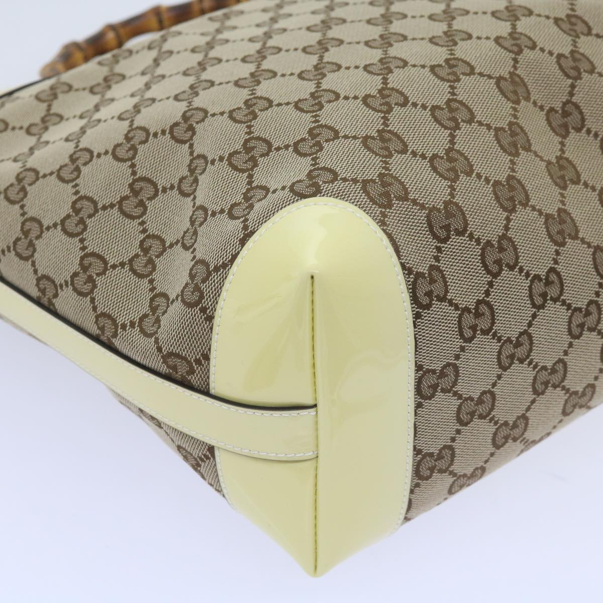 GUCCI GG Canvas Bamboo Hand Bag Beige 311175 yk9538