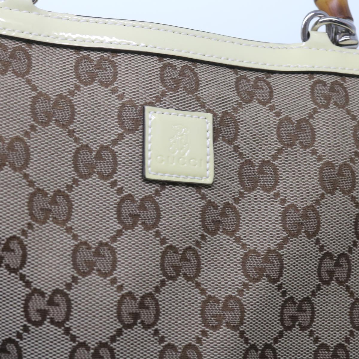 GUCCI GG Canvas Bamboo Hand Bag Beige 311175 yk9538