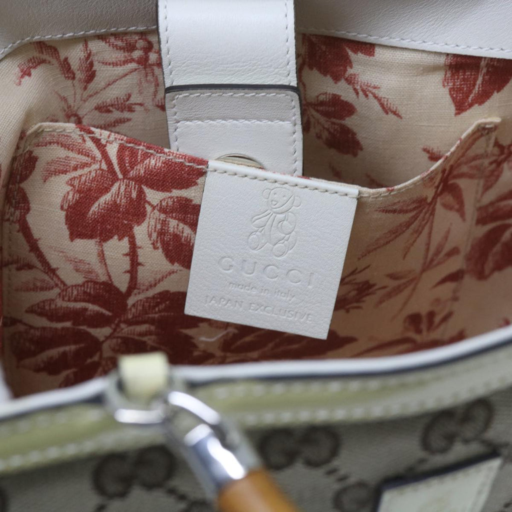 GUCCI GG Canvas Bamboo Hand Bag Beige 311175 yk9538