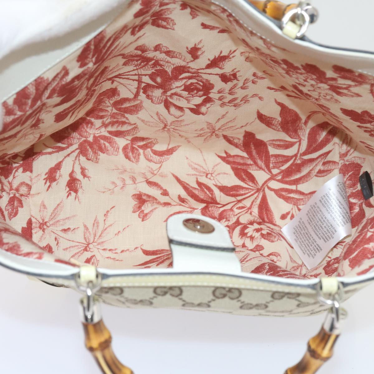 GUCCI GG Canvas Bamboo Hand Bag Beige 311175 yk9538
