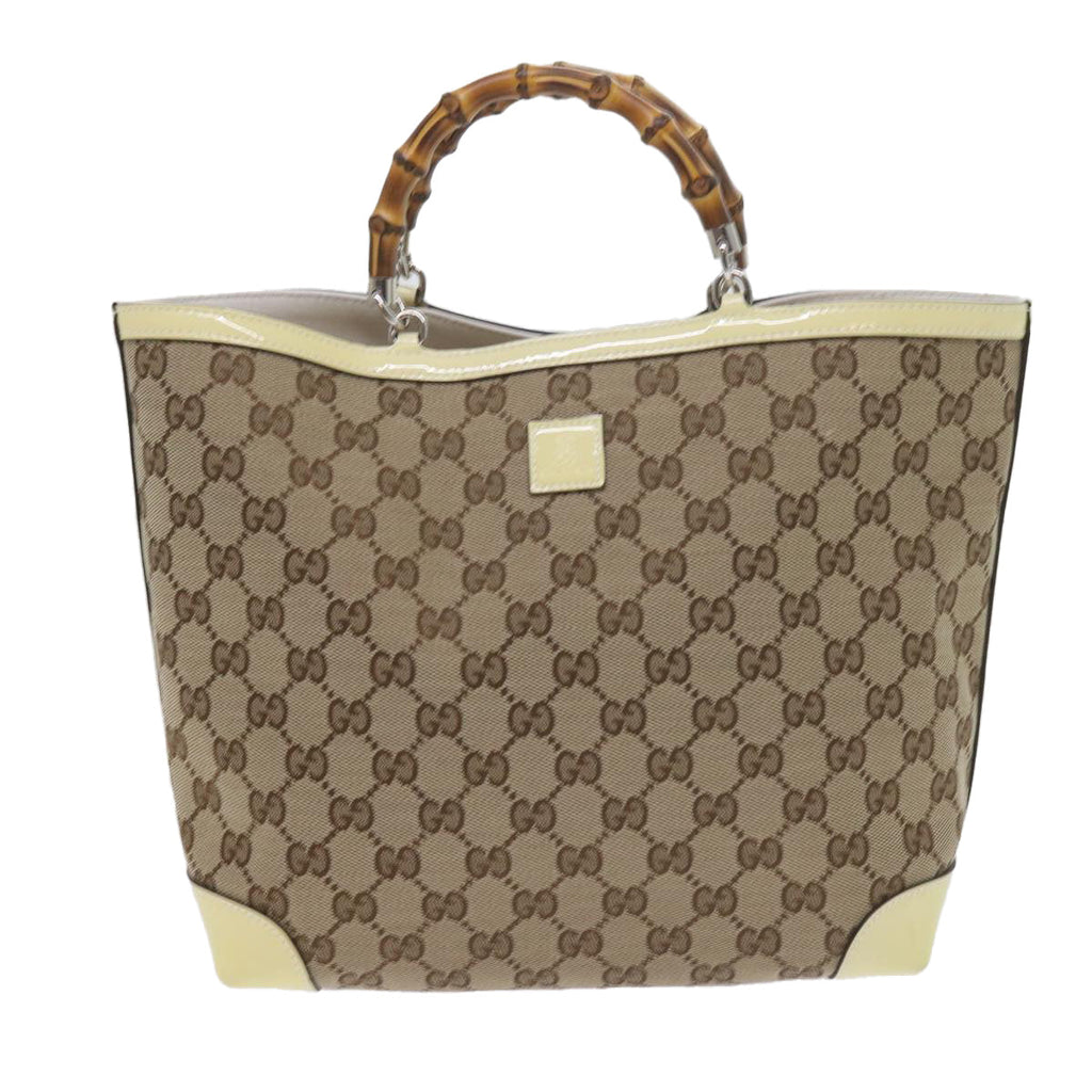 GUCCI GG Canvas Bamboo Hand Bag Beige 311175 yk9538