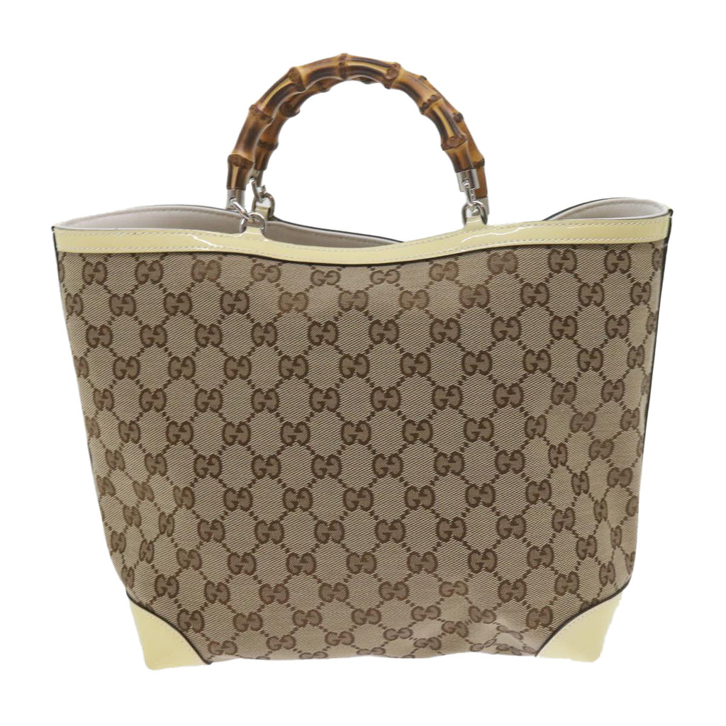 GUCCI GG Canvas Bamboo Hand Bag Beige 311175 yk9538