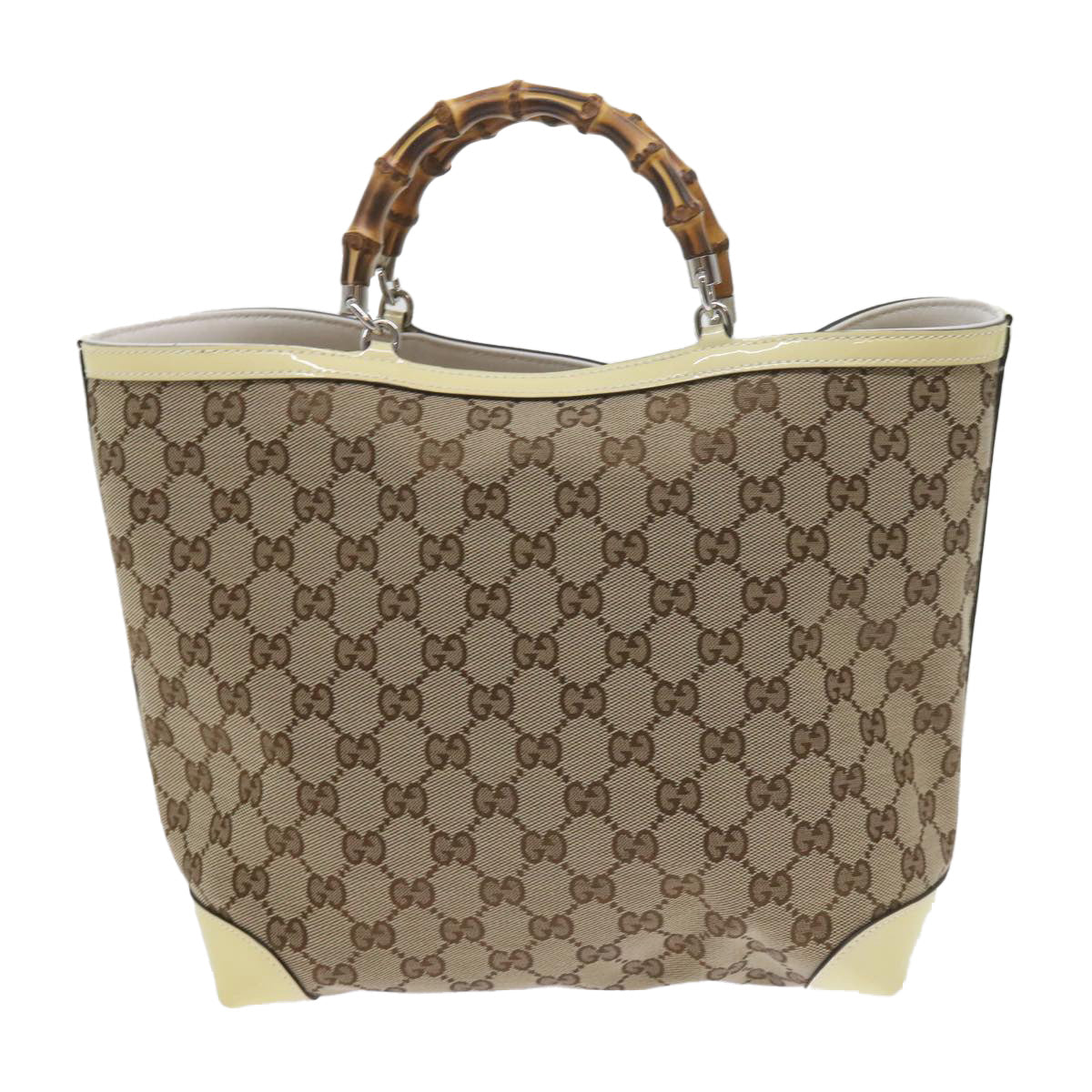 GUCCI GG Canvas Bamboo Hand Bag Beige 311175 yk9538