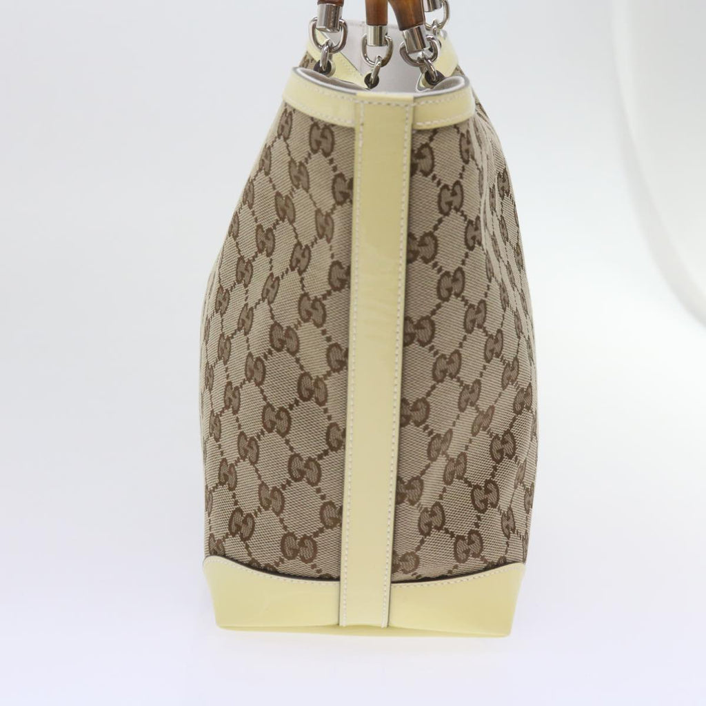 GUCCI GG Canvas Bamboo Hand Bag Beige 311175 yk9538