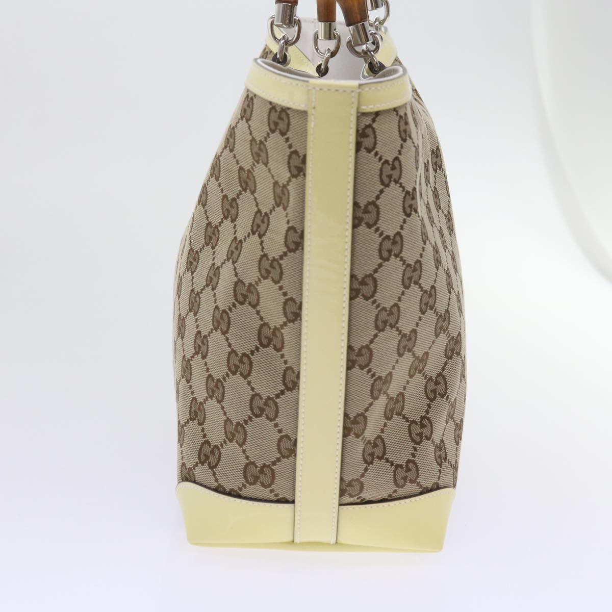 GUCCI GG Canvas Bamboo Hand Bag Beige 311175 yk9538