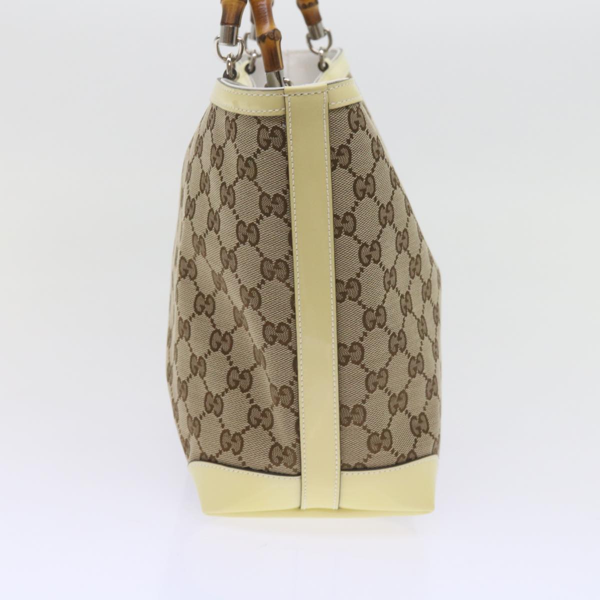 GUCCI GG Canvas Bamboo Hand Bag Beige 311175 yk9538