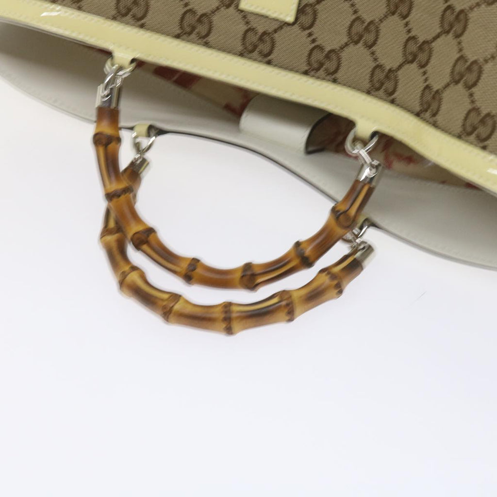 GUCCI GG Canvas Bamboo Hand Bag Beige 311175 yk9538