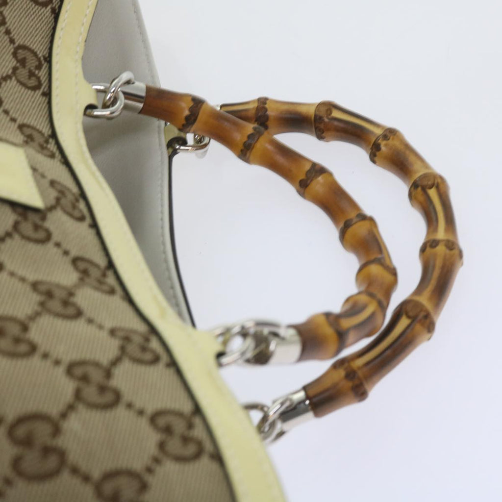 GUCCI GG Canvas Bamboo Hand Bag Beige 311175 yk9538