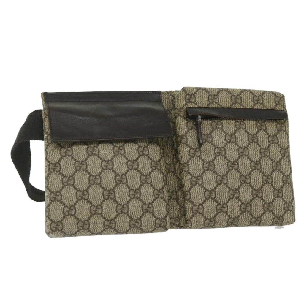 GUCCI GG Supreme Waist bag PVC Leather Beige 28566 yk9547