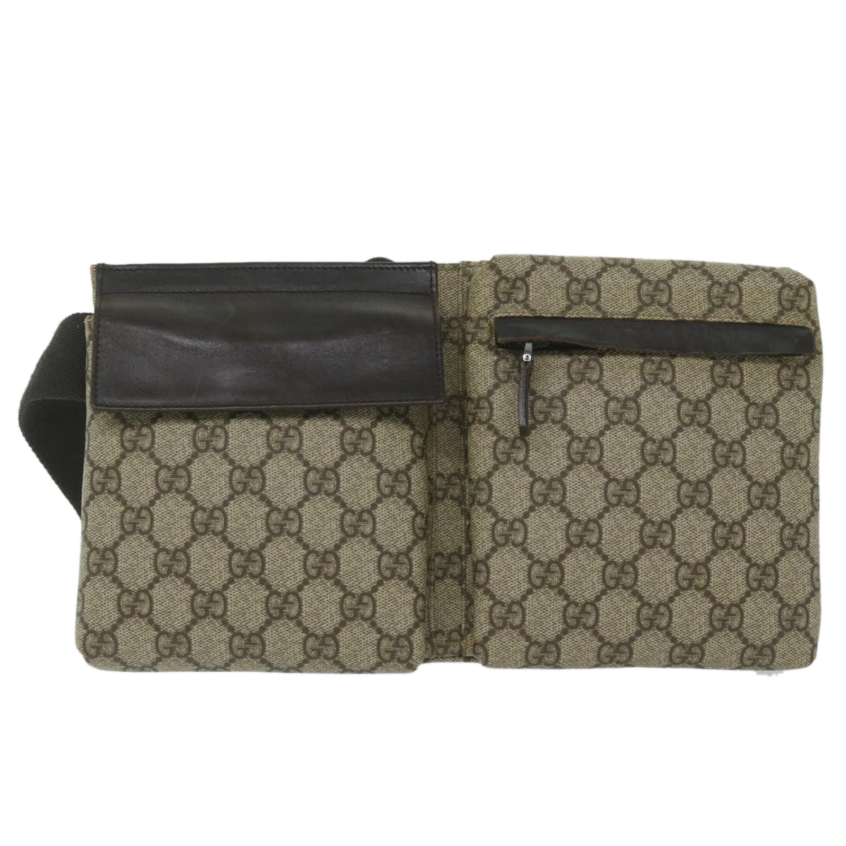 GUCCI GG Supreme Waist bag PVC Leather Beige 28566 yk9547