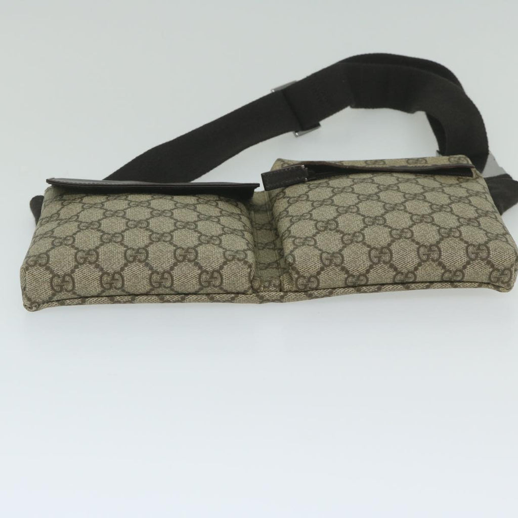 GUCCI GG Supreme Waist bag PVC Leather Beige 28566 yk9547