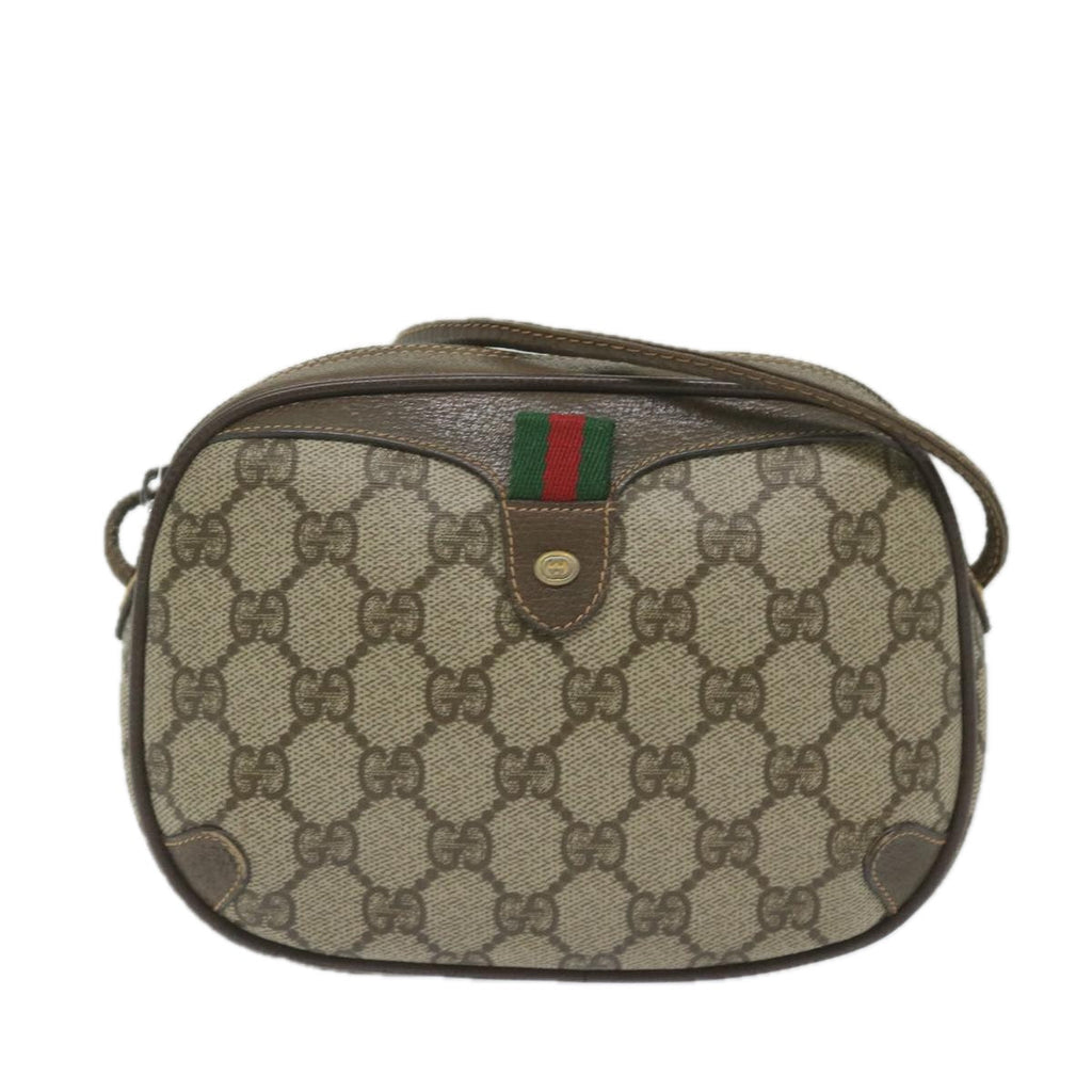 GUCCI GG Supreme Web Sherry Line Shoulder Bag Beige Red 156 02 066 yk9564
